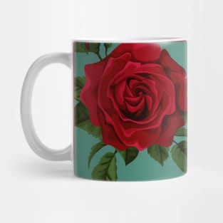 Red Roses Pattern in Alexandrite Birthstone Color Background Mug